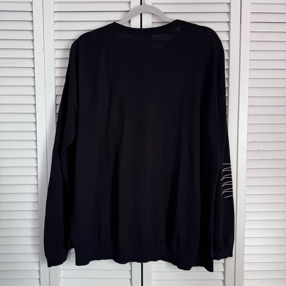 Planet By Lauren G Zig Zag Line Boxy Black Sweater Pima Cotton Modal One Size - Picture 6 of 8